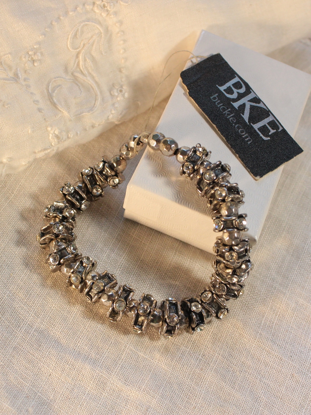 BKE Silver Crystal Stretch Bracelet - Women's Jewelry